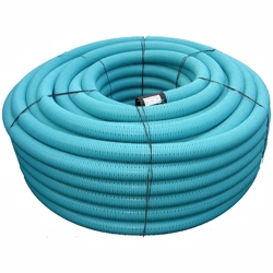 Uponor drænrør 128/113mm, 50m/rll. 2,3x7mm slids, blå