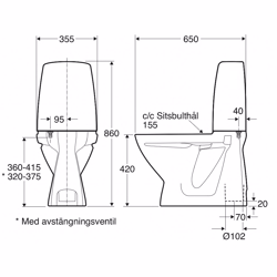 Ifö Sign toilet model 6860 med skjult S-lås