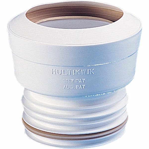 Toilettilslutning, ekscentrisk med hvid Kappe 97-108mm