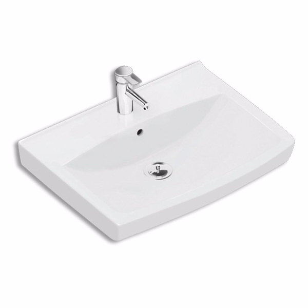 Ifö Spira vask lige 570 x 435 mm. med hanehul og overløb