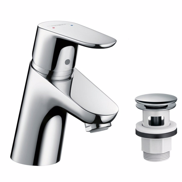 Hansgrohe Focus 70 håndvaskarmatur med PushOpen bundventil krom