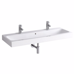 Ifö Icon håndvask med 2 hanehuller og overløb, 1200x485 mm