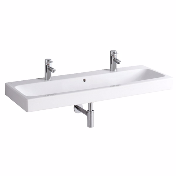 Ifö Icon håndvask med 2 hanehuller og overløb, 1200x485 mm